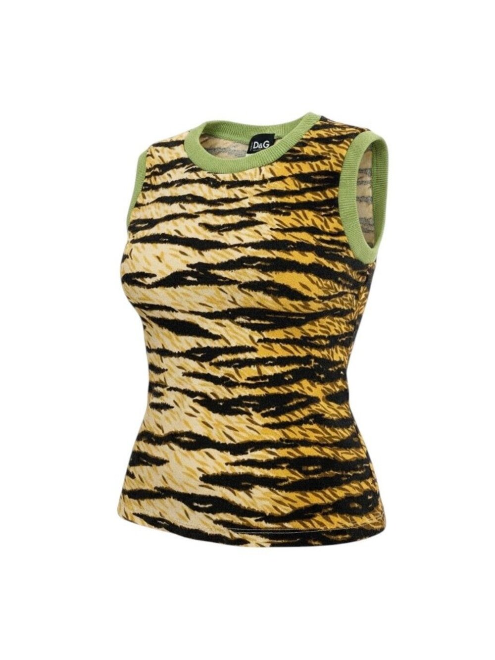 Dolce & Gabbana Sleeveless Knit Sweater Animal Print Rib Neck 24/ Multicolor 38